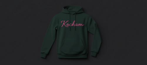 Ciemnozielona bluza - różowe kocham.png